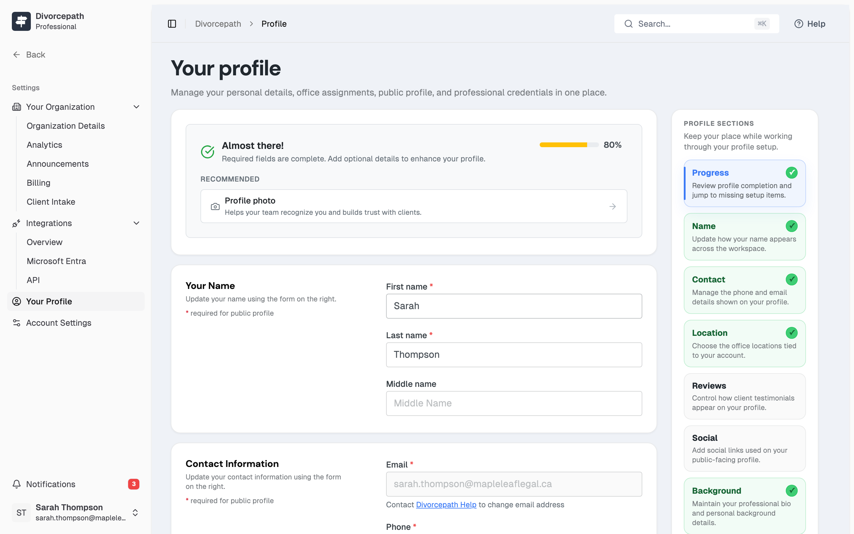 The Account Settings page with the Two-Factor Authentication setup option