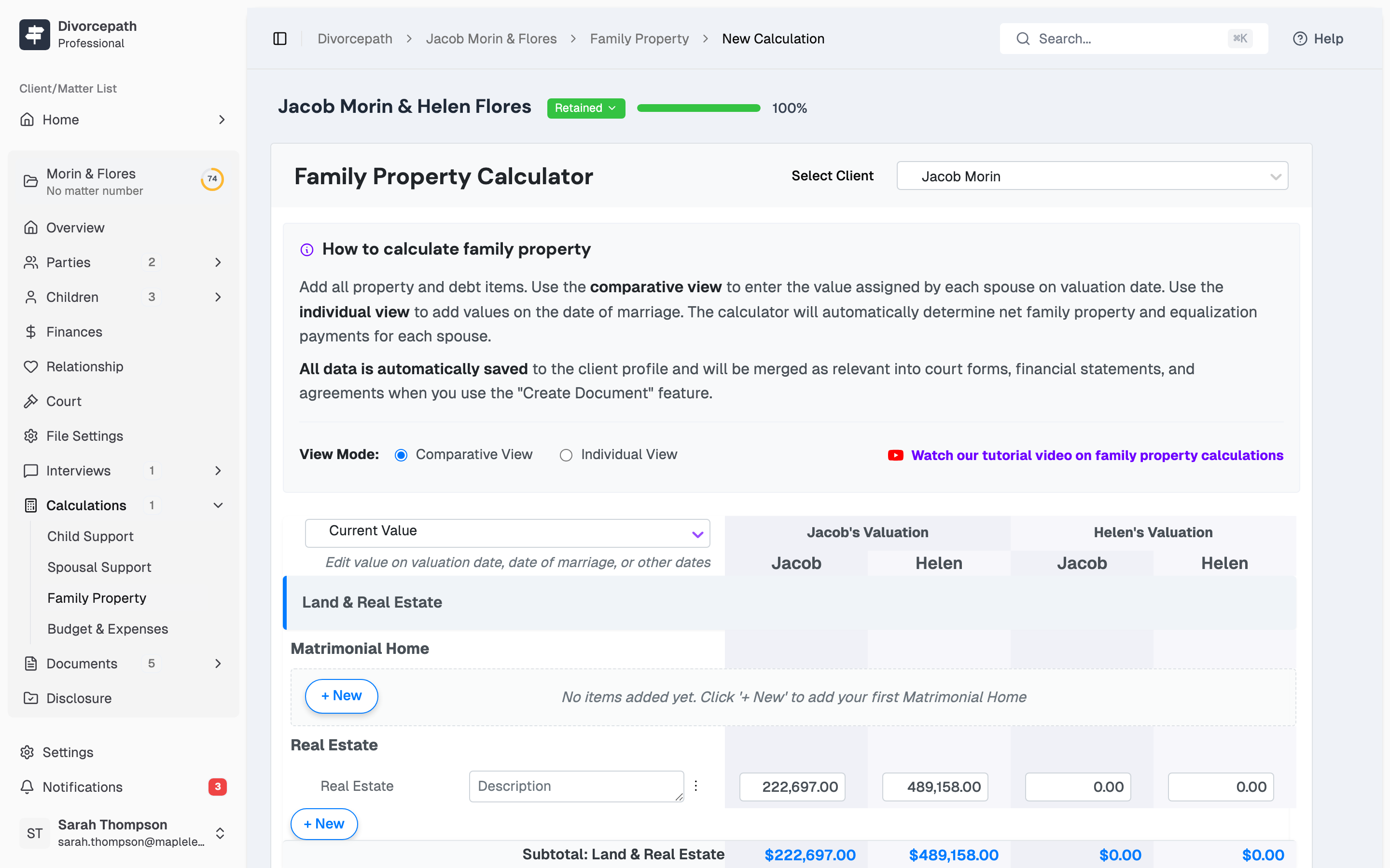 Divorcepath property division calculator